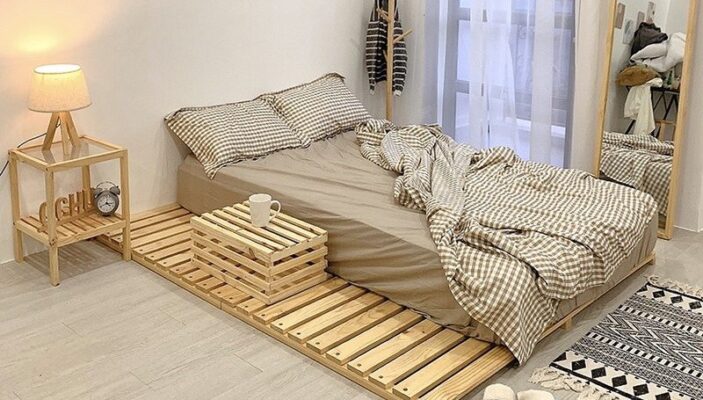 Giường pallet đẹp phong cách cổ điển lãng mạn